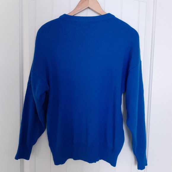 Vintage Bogner Crewneck Wool Acrylic Sweater w/Sleeve Logo Blue Size S - Picture 2 of 10